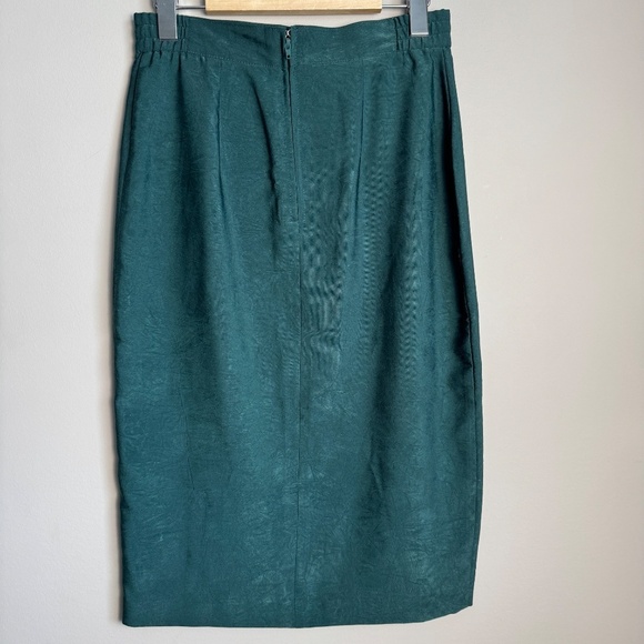 Bantry Bay by Leboff Vintage Pencil Knee‎ Skirt Green Small Front Hem Pleats - Picture 5 of 12